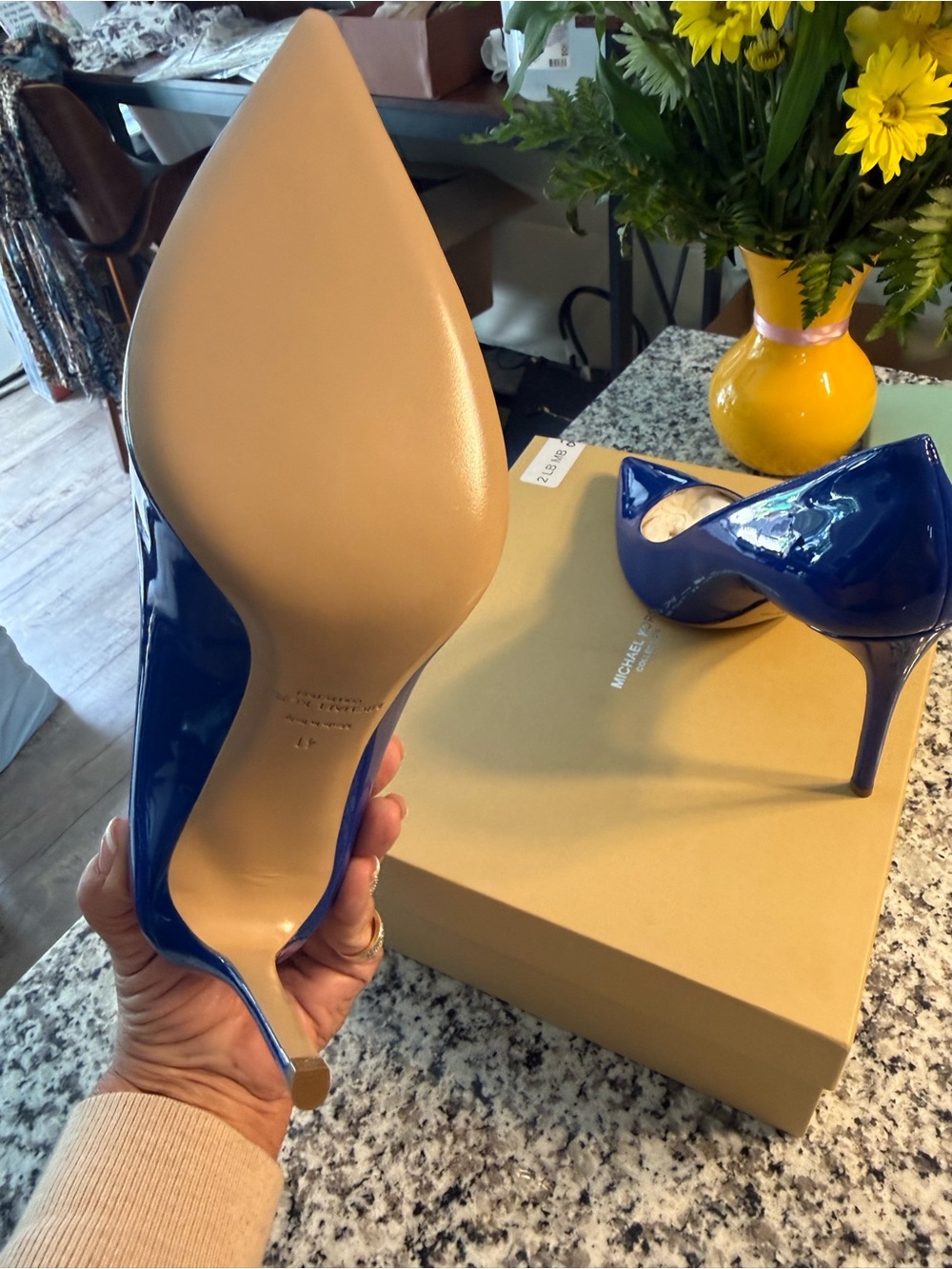 New Michael Kors Lapis Blue Patent Pointed-Toe Pumps - Picture 7 of 7